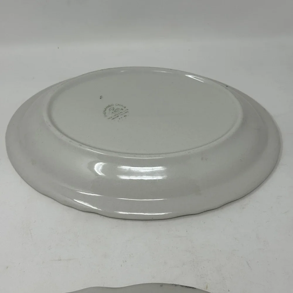 Vintage Shenango China Anchor Hocking Blue Filigree Oval Platter Farmhouse MCM
